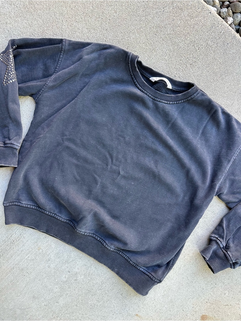 MNG (Mango) Girls Stressed Star Rhinestone Sweatshirt